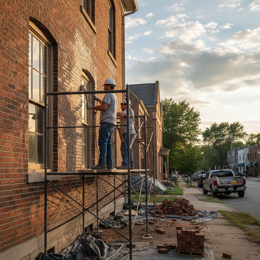 Professional brick restoration work on a historic home in Manchester Missouri