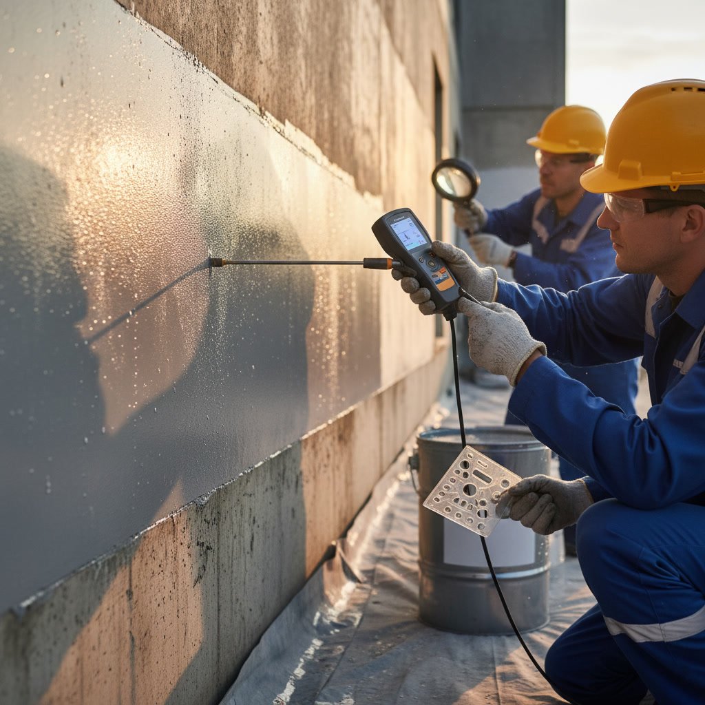 Water beading test on weatherproofed brick surface showing effective moisture protection